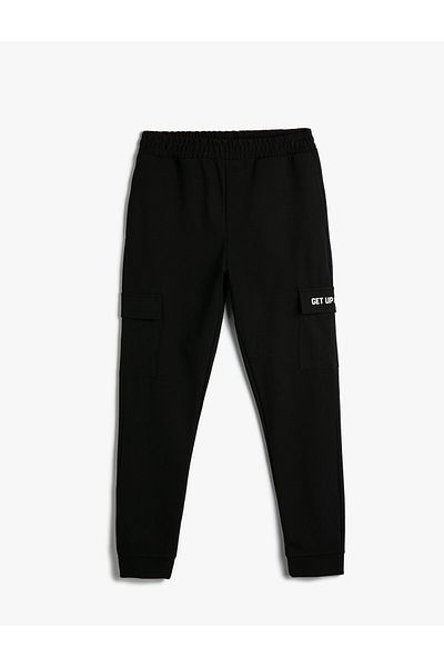 Koton Cargo Sweatpants Jogger Waist Elastic Waist Pocket Detailed Slogan