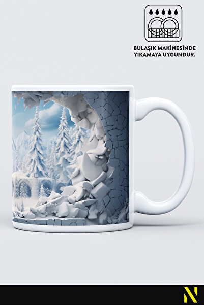 nilizma كوب بورسلين بتصميم رأس السنة الجديدة مع إطلالة على الثلج