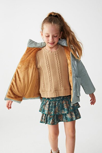 nk kids Бежевий трикотажний светр для дівчинки 35507 - з плетеним візерунком