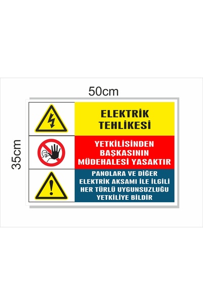 Elektrik Panosu,  Elektrik Tehlikesi Levhası PVC 35x50