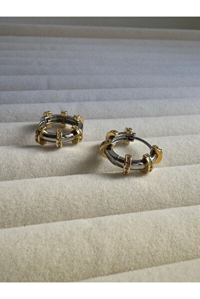 ESMECO Zircon Stone Steel Hoop Earrings