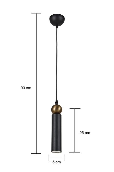 Bozyaka Aydınlatma Sparg Single Metal Ceiling Pendant Lamp Double Color Black&Tumbled Modern Chandelier (Daylight Led Bulb Included)