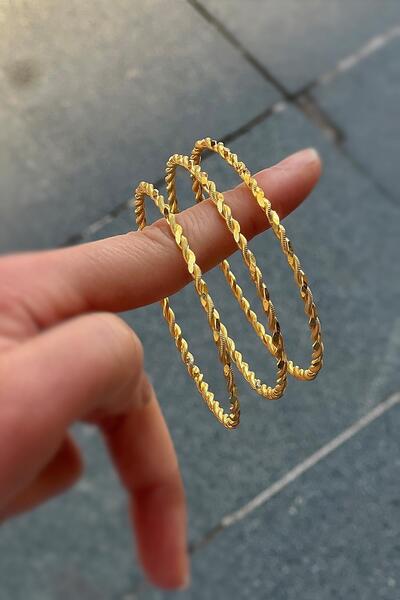 Erer Gümüş Gümüş üzeri 22 ayar altın kaplamaikili burma bilezik