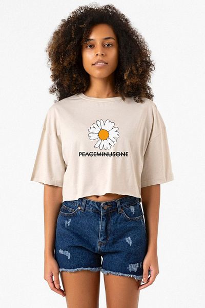Tshirthane G-Dragon Peaceminusone Beige Women's Crop Tshirt