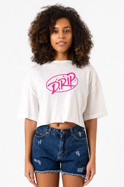Tshirthane Babymonster Drip White Gray Women's Crop Tshirt