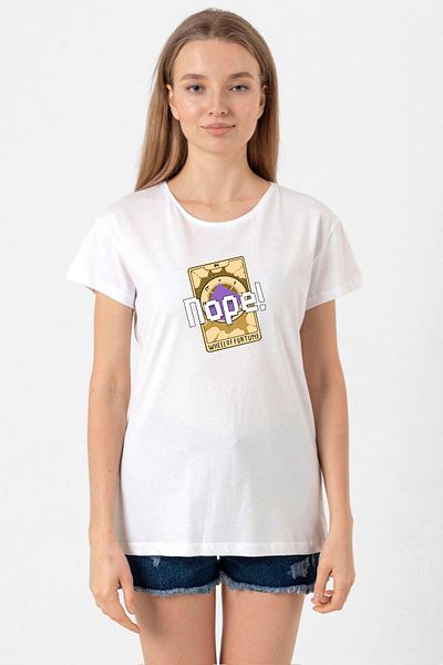 Tshirthane Wheel of Fortune Nope White Women's Crew Neck Tshirt