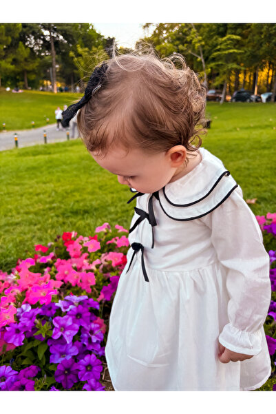 ALYRA Rochie de Crăciun de in pentru fete, în stil coreean, cu guler pentru bebeluși, cu mânecă lungă, căptușită cu fundă