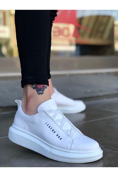 Halloween Hwn0134 Thick High Sole Cross Band White Men's Shoes