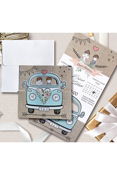 İKLİM DAVETİYE 50 Adet Düğün, Nişan, Nikah Davetiyesi, Baskı Hariçtir 111611