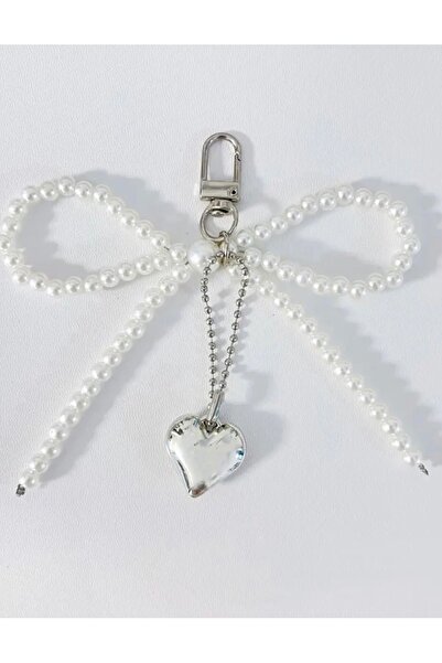 Aurora فولينتا شوب حقيبة على شكل قلب أبيض مزين باللؤلؤ وحلية للهاتف وسلسلة مف...