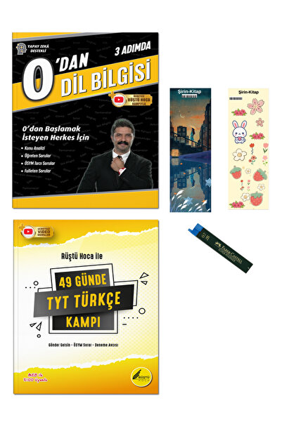 Rüştü Hoca 2025 TYT  49 Günde TYT Türkçe Kampı ve  0'dan Dil Bilgisi  2 kitap