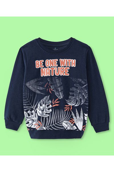 Ollington St. Ollington St. 100% Cotton Knit Full Sleeves Sweatshirt & Joggers Tropical Theme & Print Blue & Red