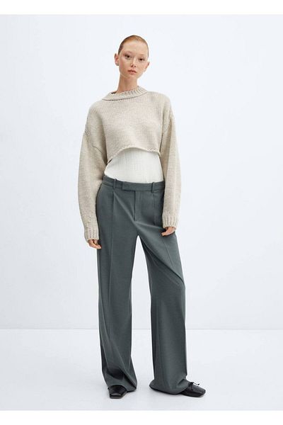 MANGO Woman Pulover decupat cu gât rotund