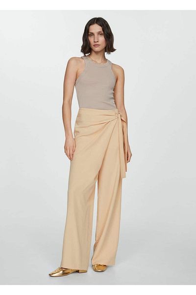 MANGO Woman Knot Detailed Lyocell Pants