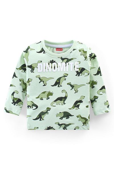 Babyhug - T-Shirt & Pant Set With Dino Print - Green
