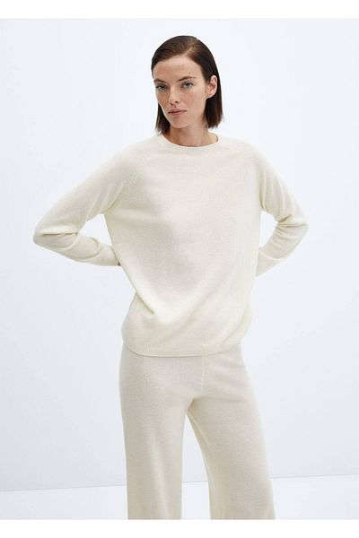 MANGO Woman Pulover 100% cașmir cu guler rotund