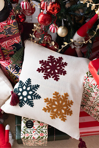 Ersperto غطاء وسادة مطرز من سلسلة عيد الميلاد والشتاء مقاس 43 × 43 سم