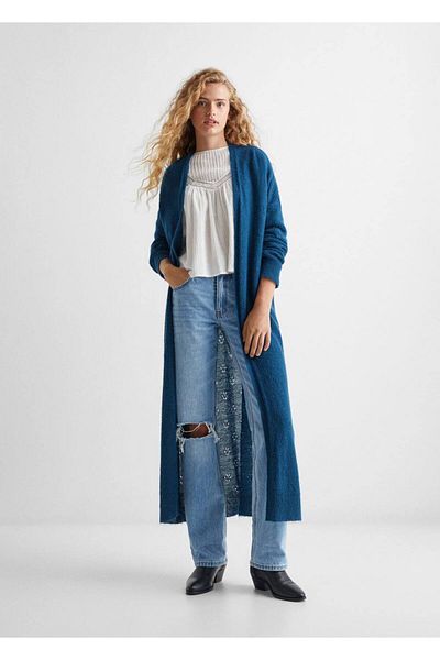 Mango Teen Cardigan lung tricotat ajurat