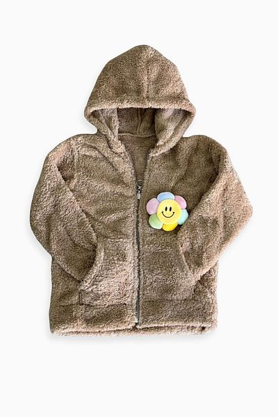 TRENDİMİZBİR Unisex Παιδικό φούτερ Welsoft με κουκούλα καφέ με τσέπη