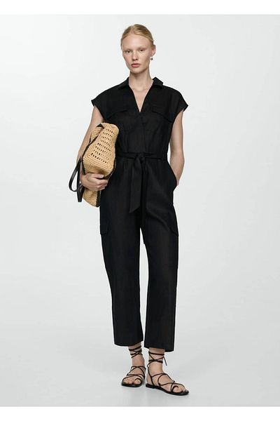 MANGO Woman Salopetă cargo din in - Design confortabil și elegant