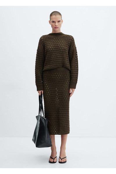 MANGO Woman Openwork detailed knit sweater