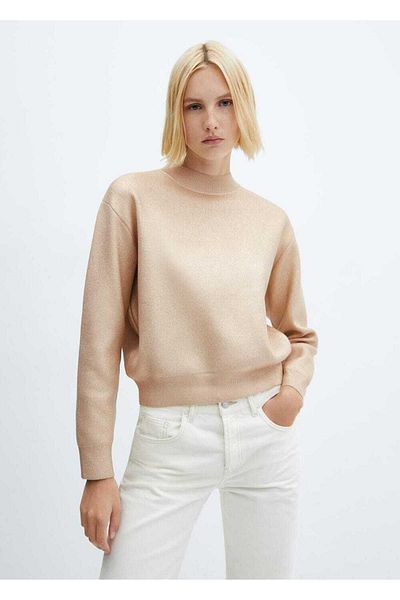 MANGO Woman Pulover cu guler rotund din folie