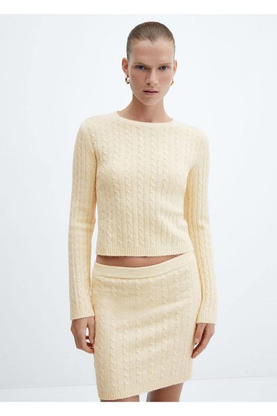 MANGO Woman Sweter z dzianiny sznurkowej