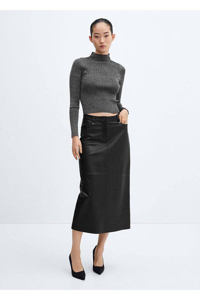 MANGO Woman Perkins Collared Lurex Sweater