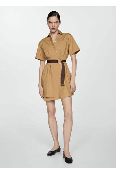 MANGO Woman Rochie cămașă cu centură