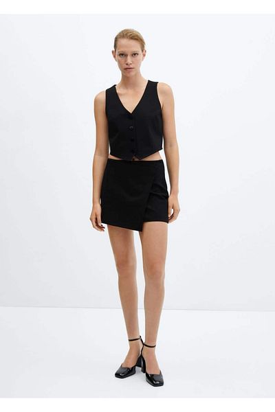 MANGO Woman Woven crossed mini skirt