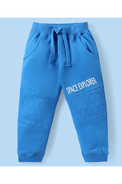 Babyhug Cotton Knit Full Sleeves Bear Printed T-Shirt & Pants Set - White & Blue