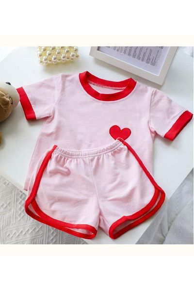 SAPS Heart Graphic T-Shirt & Shorts Co-ord Set - Pink