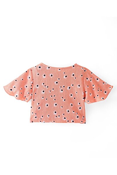 Babyhug Babyhug 100% Cotton Knit Half Sleeve Top & Culottes/Co/ord Set Floral Print - Peach
