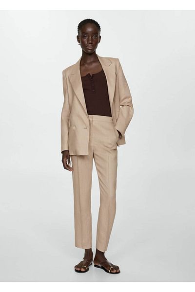 MANGO Woman Plátěné kalhoty Jogger - uvolněný střih