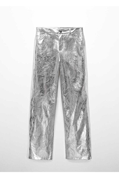 MANGO Woman Metalik Wideleg Pantolon