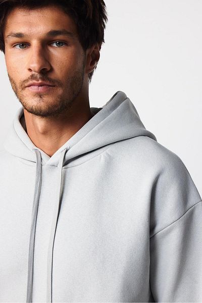 Tudors Φούτερ Unisex Oversize φαρδιά κομμένη βαμβακερή υφή βασική πέτρα με κουκούλα με φλις μέσα