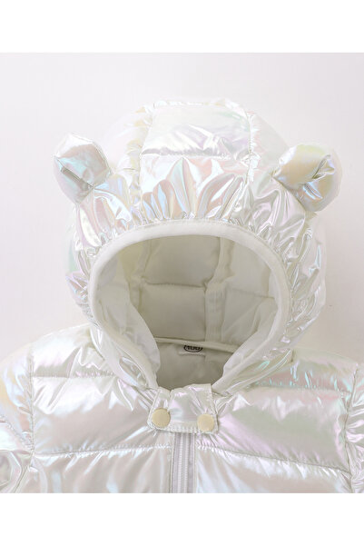 SAPS Full Sleeves Hooded Solid 3D Ears Detail Padded Jacket & Pants/Co-ord Set - White