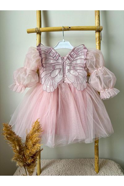 ALYRA Bebeluş Fetiţă Copil Mânecă lungă cu aripi Petrecere de aniversare Nuntă Ocazie specială Tulle Tutu Rochie de prinţesă căptuşită