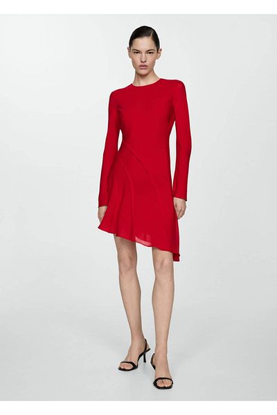 MANGO Woman Asymmetrical Stitching Detailed Dress