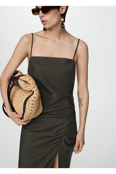 MANGO Woman Rochie cu fante cu detaliu drapat