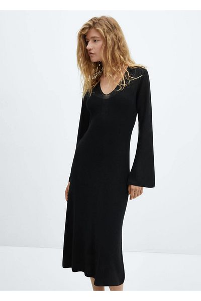 MANGO Woman Glittery Knitwear Midi Φόρεμα