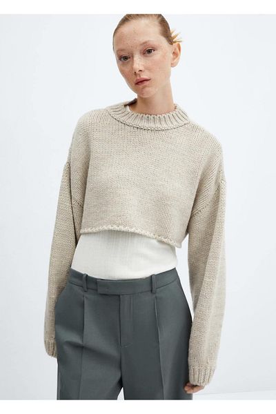 MANGO Woman Pulover decupat cu gât rotund