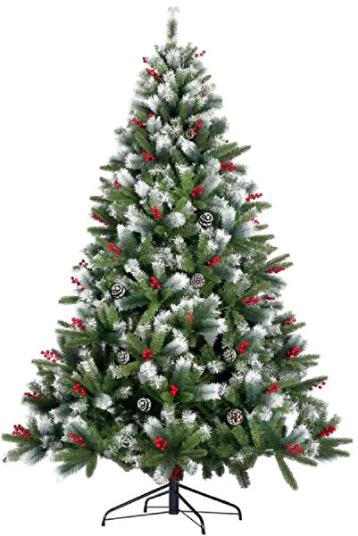 MEKA HOME İthal Yılbaşı Çam Ağacı Kendinden Karlı kokinalı Kozalaklı 180cm  Yılbaşı Ağacı 800 DAL METAL AYAKLI