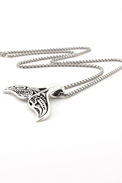Solfera Norse Viking Mythological Whale Tail Necklace - with Steel Chain Q0952