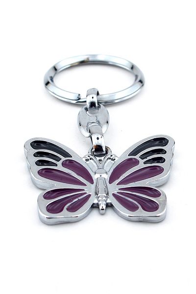 Solfera Purple Black Color Butterfly Spring Nature Metal Keychain Kc152