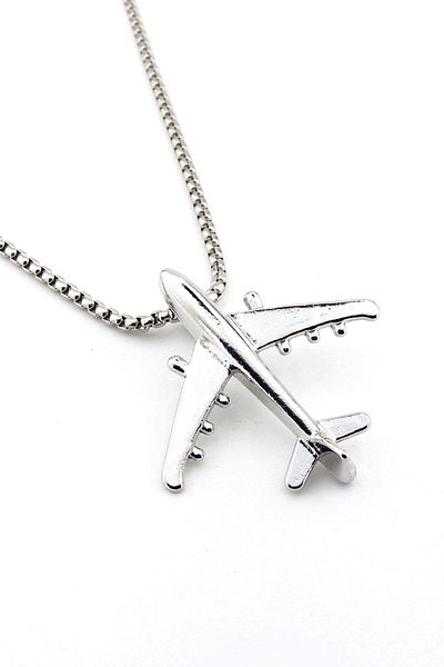 Solfera Pilot Aviator Metal Necklace - Airplane Passenger, Steel Chain Airways Q0953