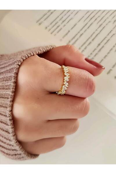 Eva Takı Store Baget Model Yarım Tur Altın Kaplama Gold Renk Eklem Yüzük