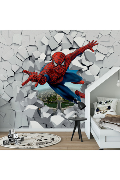 Tasarım Süper Kahramanlar Örümcek Adam Çocuk Odası Duvar Kağıdı