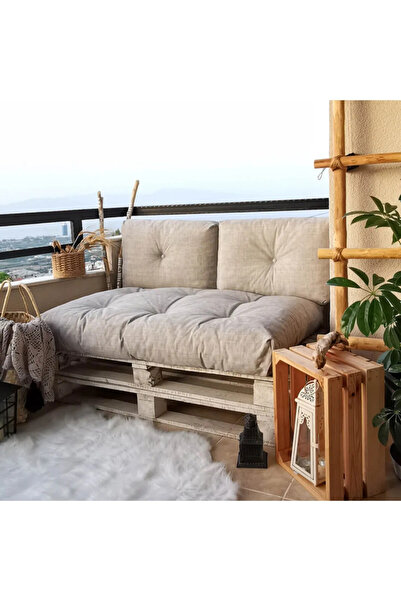 Rual Premium Kalite Dolgulu Palet Bahçe Minderi  120x80 Alt Üst Takım