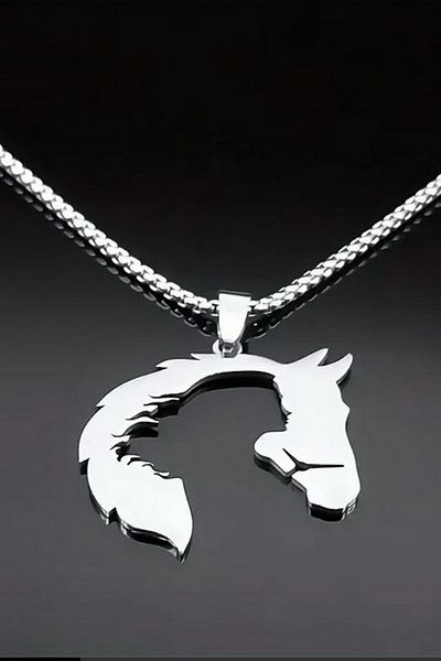 Solfera Racing Horse Women's Silhouette Custom Tadarim Bright Steel Chain Men's Necklace Q0954